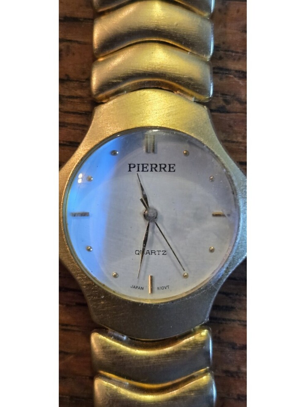 Vintage Goldtone Pierre Quartz Watch Unisex 8" Band Made In Japan As Is